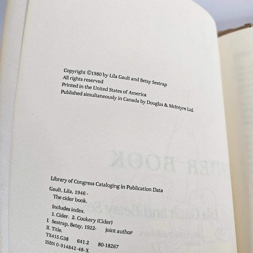 The Cider Book Lila Gault Betsy Sestrap 1980‎ Cookbook Recipes